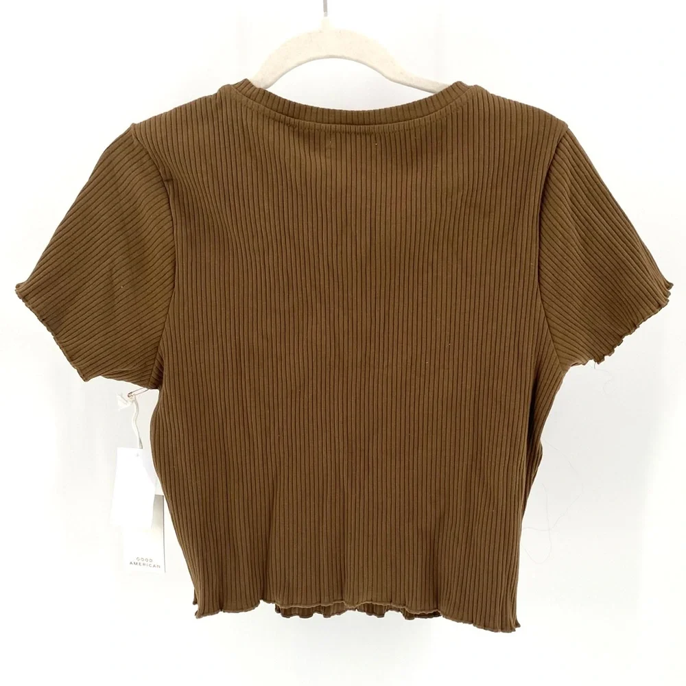 GOOD AMERICAN - Essential Rib Baby T-Shirt in Sepia Brown - Picture 5 of 10